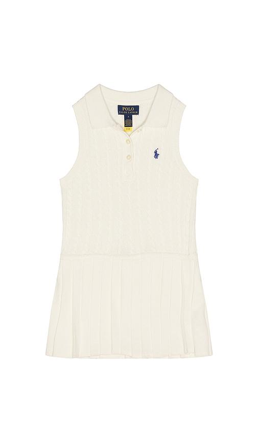 polo ralph lauren sleeveless cotton mini cable collared dress in white. - size 4 (also in 5)