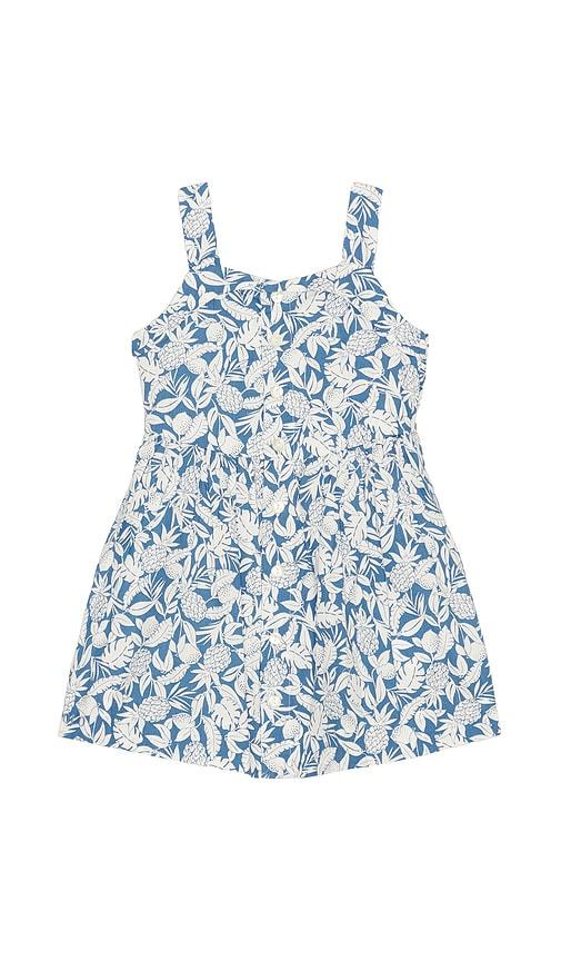 polo ralph lauren sleeveless cotton pineapple printed day dress in blue. - size 2 (also in 3)