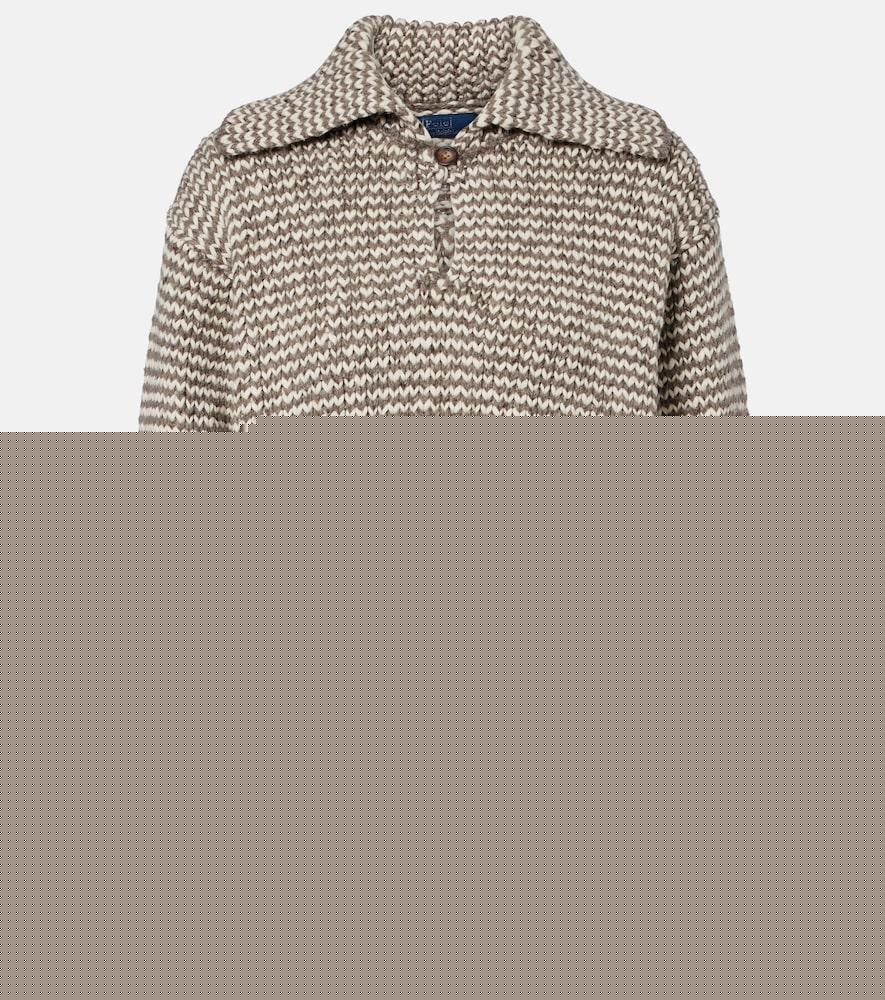 polo ralph lauren striped cotton and wool-blend polo sweater