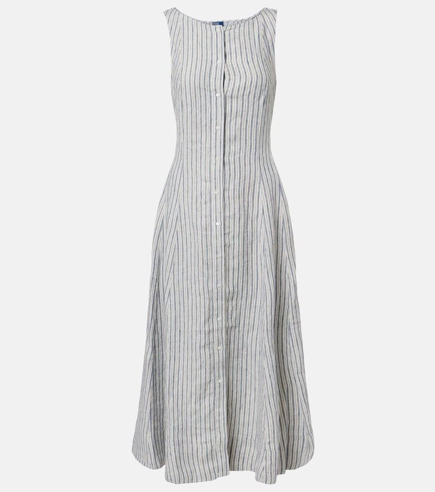 polo ralph lauren striped linen midi dress