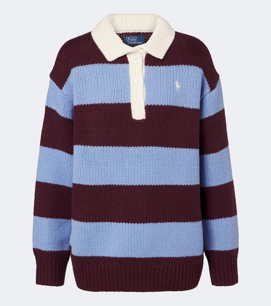 polo ralph lauren striped wool-blend polo sweater
