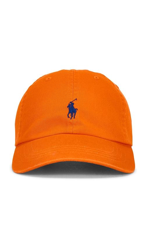 polo ralph lauren twill classic sport cap hat in orange.