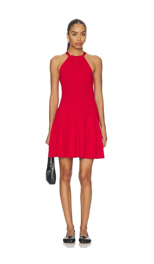 polo ralph lauren viscose blend halter a line dress in red. - size l (also in m, xl)
