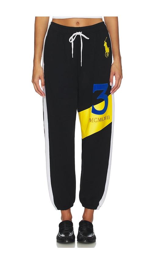 polo ralph lauren x revolve graphic fleece jogger sweatpant in black. - size l (also in s, xs, m, xl)