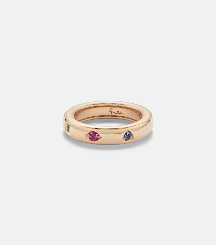 pomellato iconica extra slim 18kt rose gold ring with gemstones
