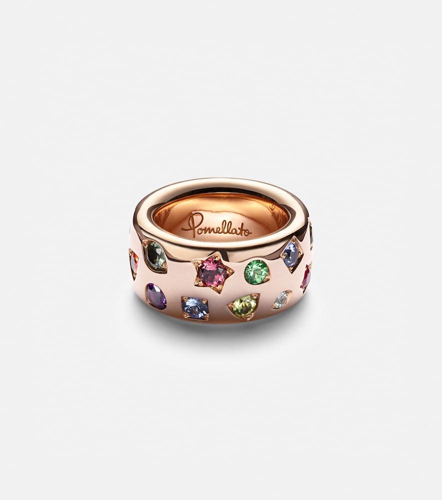 pomellato iconica large 18kt rose gold ring with gemstones