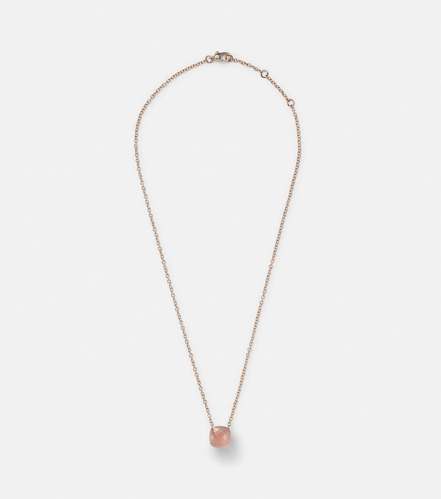pomellato nudo 18kt gold necklace with rose quartz