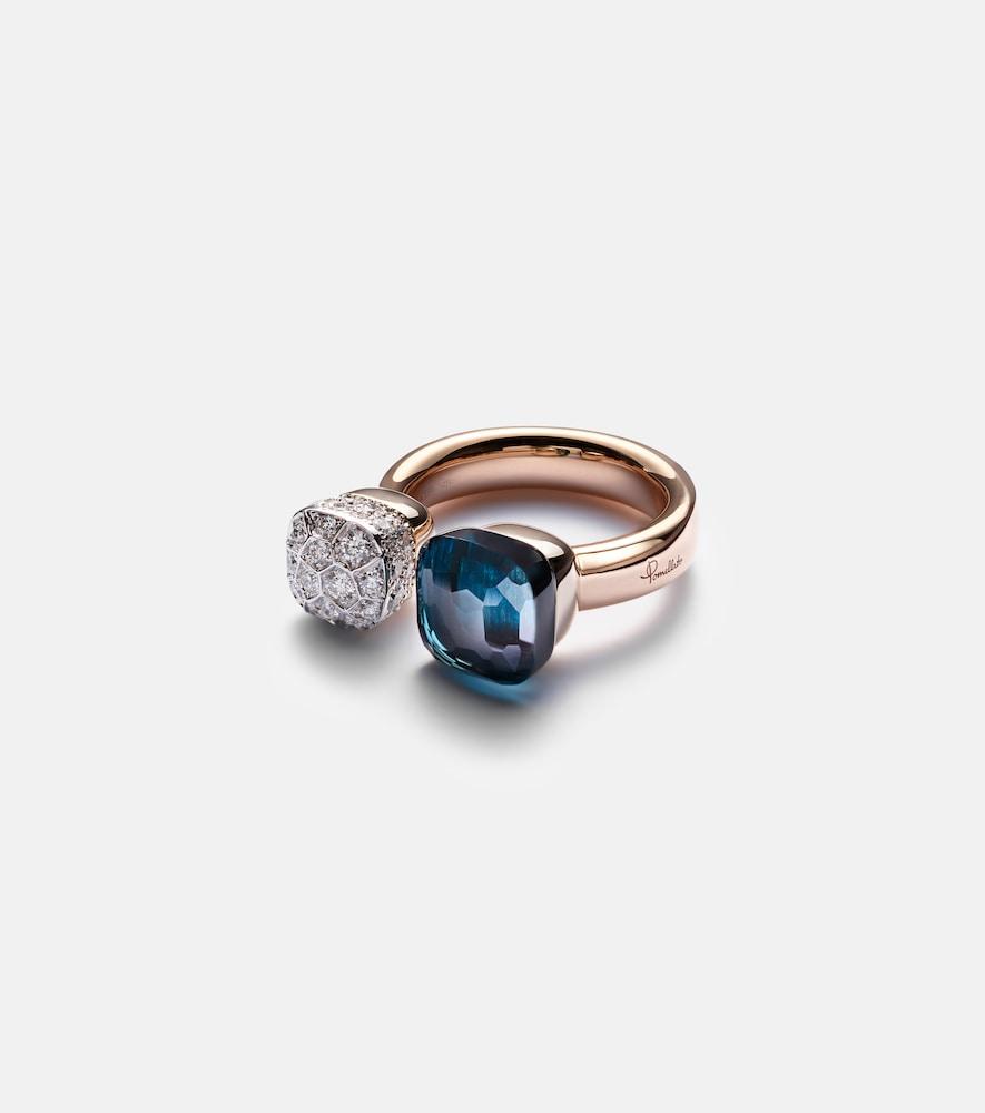 pomellato nudo 18kt gold ring with topaz and diamonds