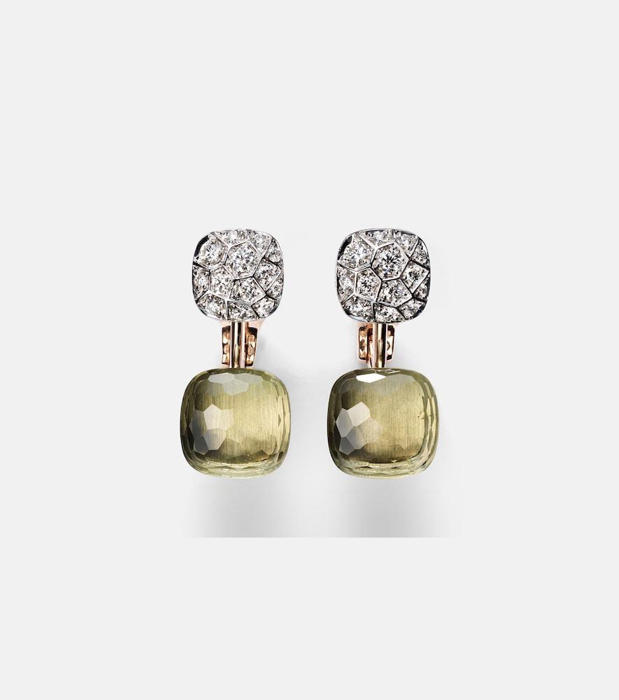 pomellato nudo 18kt rose and white gold earrings with prasiolites and diamonds