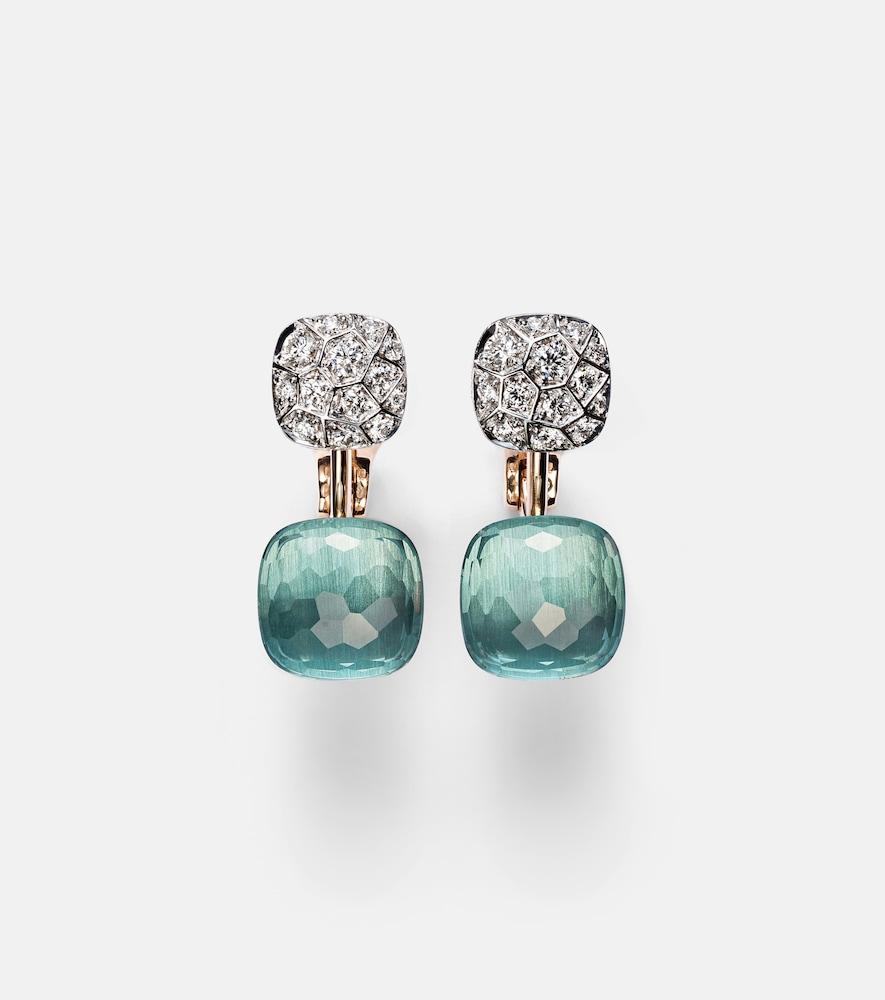 pomellato nudo 18kt rose and white gold earrings with topazes and diamonds