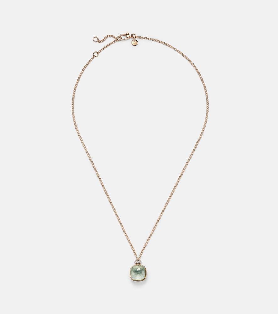 pomellato nudo 18kt rose and white gold necklace with prasiolite and diamonds
