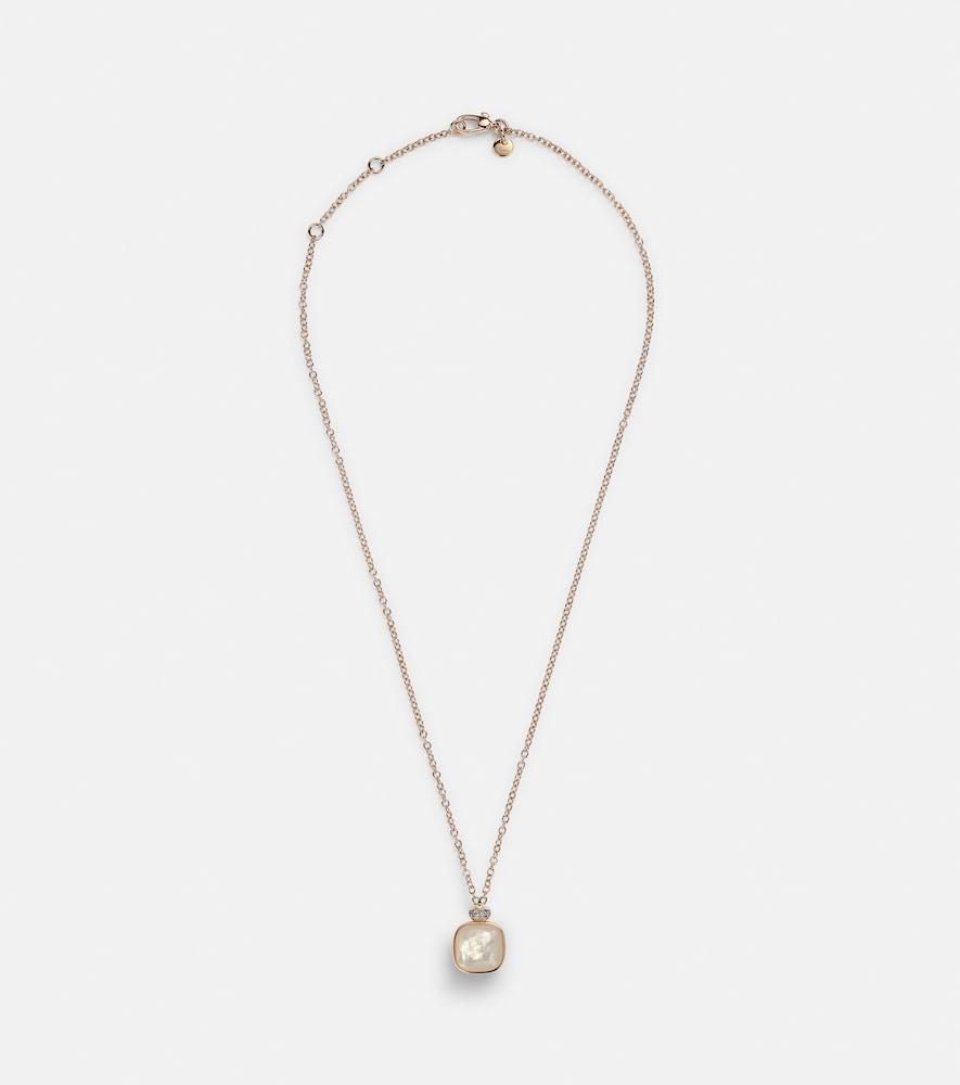 pomellato nudo 18kt rose and white gold necklace with topaz, mother-of-pearl, and diamonds