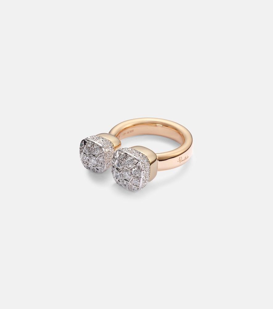 pomellato nudo 18kt rose and white gold ring with diamonds