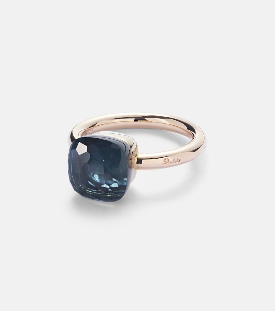 pomellato nudo 18kt rose and white gold ring with topaz