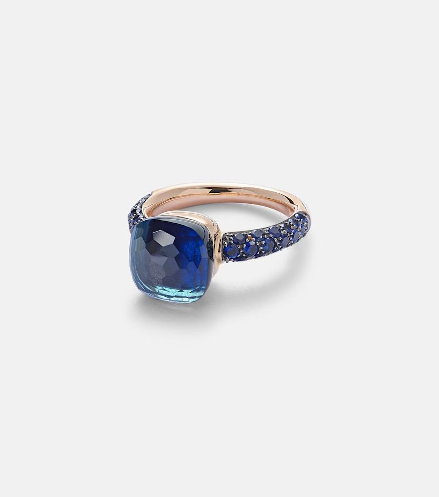 pomellato nudo 18kt rose and white gold ring with topaz