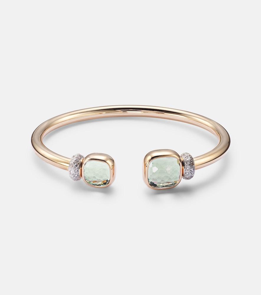 pomellato nudo 18kt rose gold cuff bracelet with prasiolites and diamonds