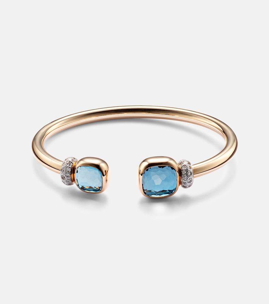 pomellato nudo 18kt rose gold cuff bracelet with topaz and diamonds