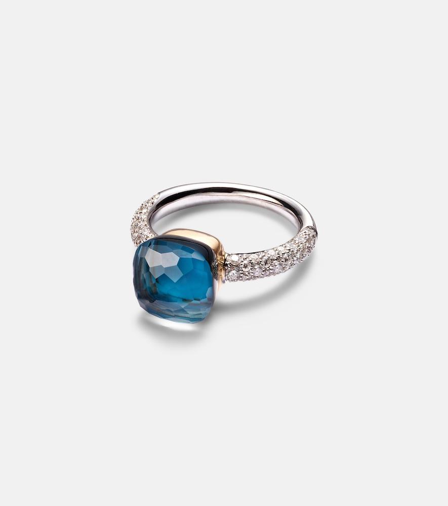 pomellato nudo 18kt white and rose gold ring with topaz and diamonds