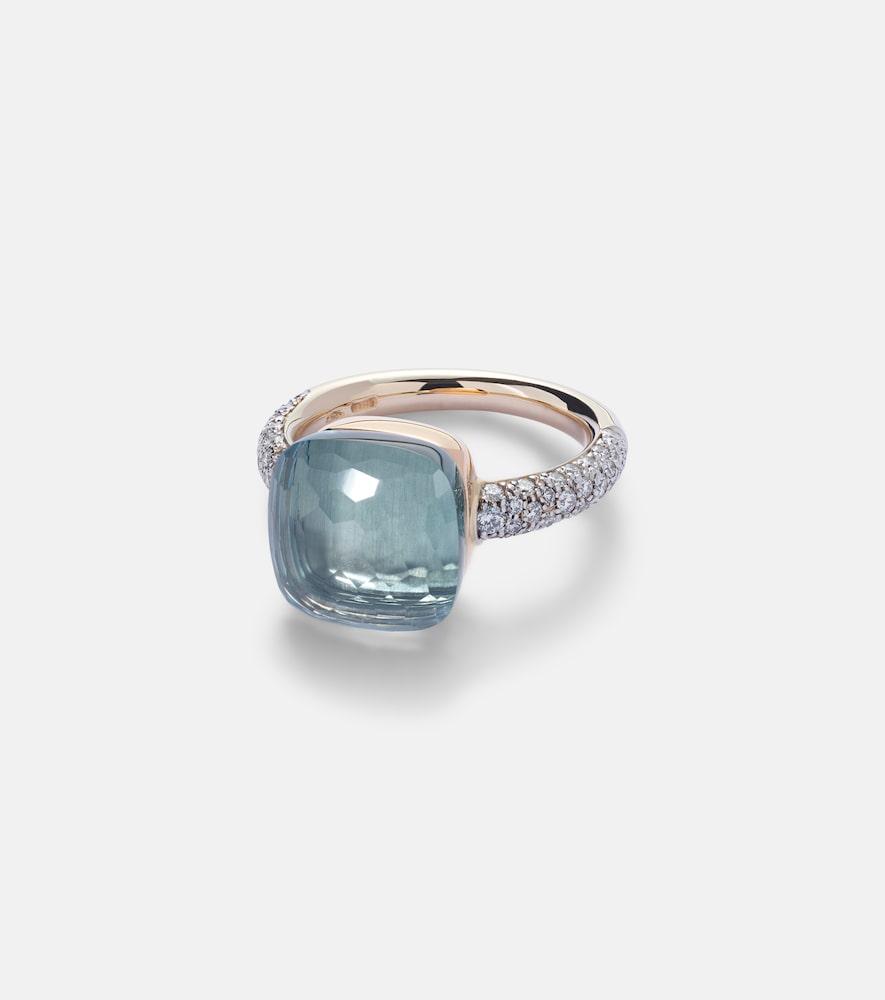 pomellato nudo 18kt white and rose gold ring with topaz and diamonds