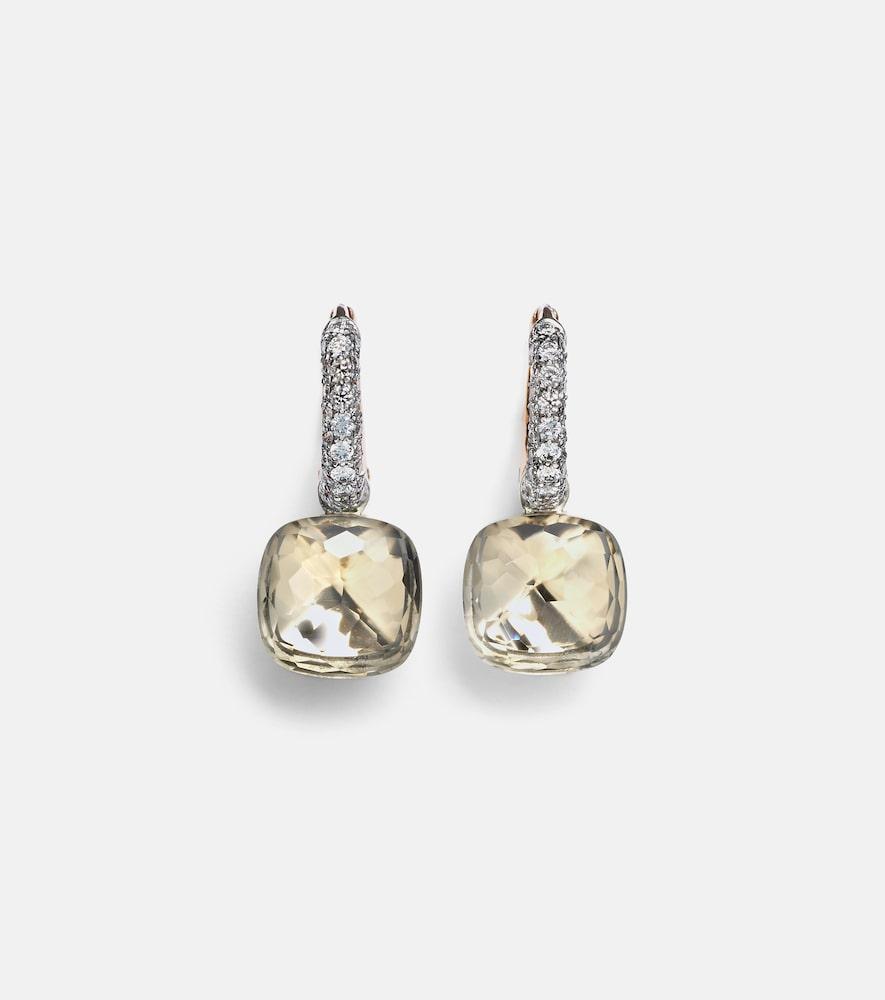 pomellato nudo classic 18kt rose and white gold earrings with topaz and diamonds