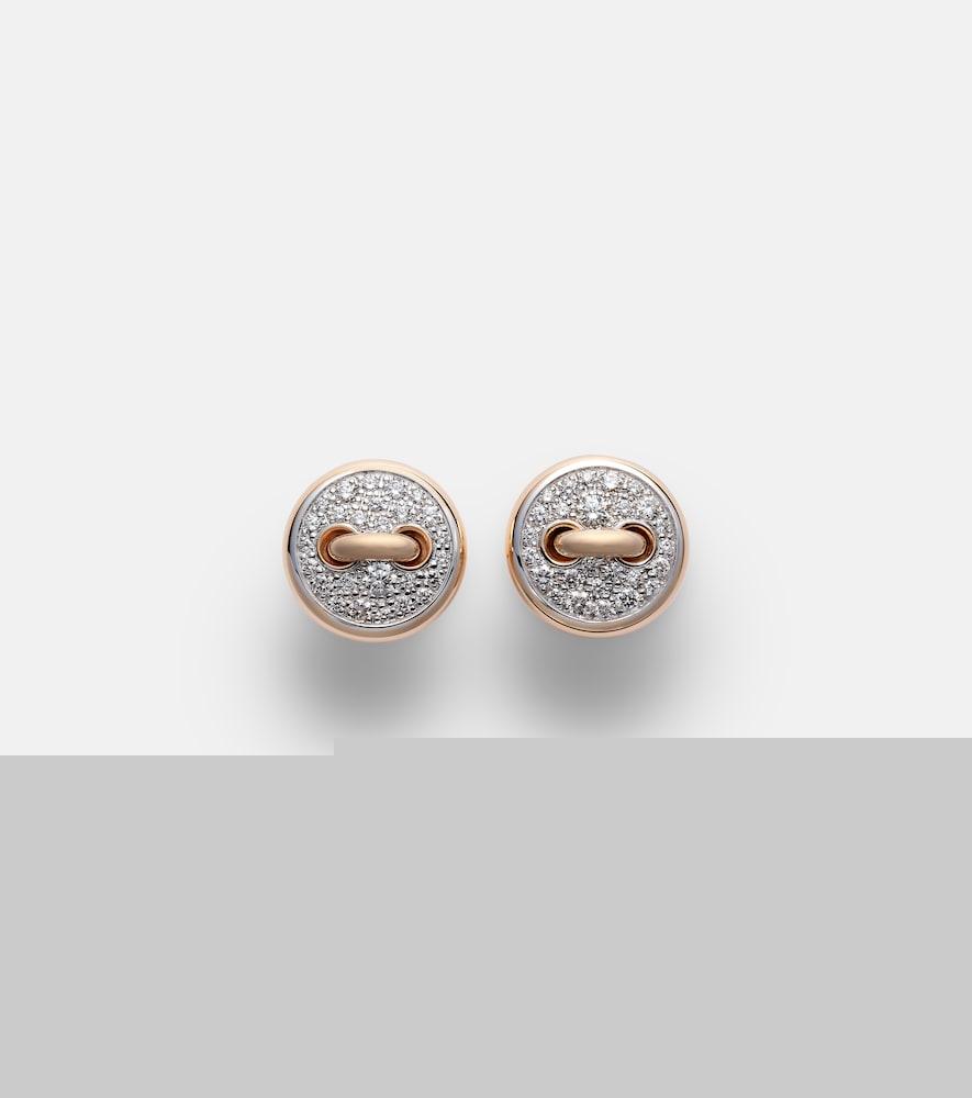 pomellato pom pom dot 18kt rhodium-plated rose gold earrings with diamonds