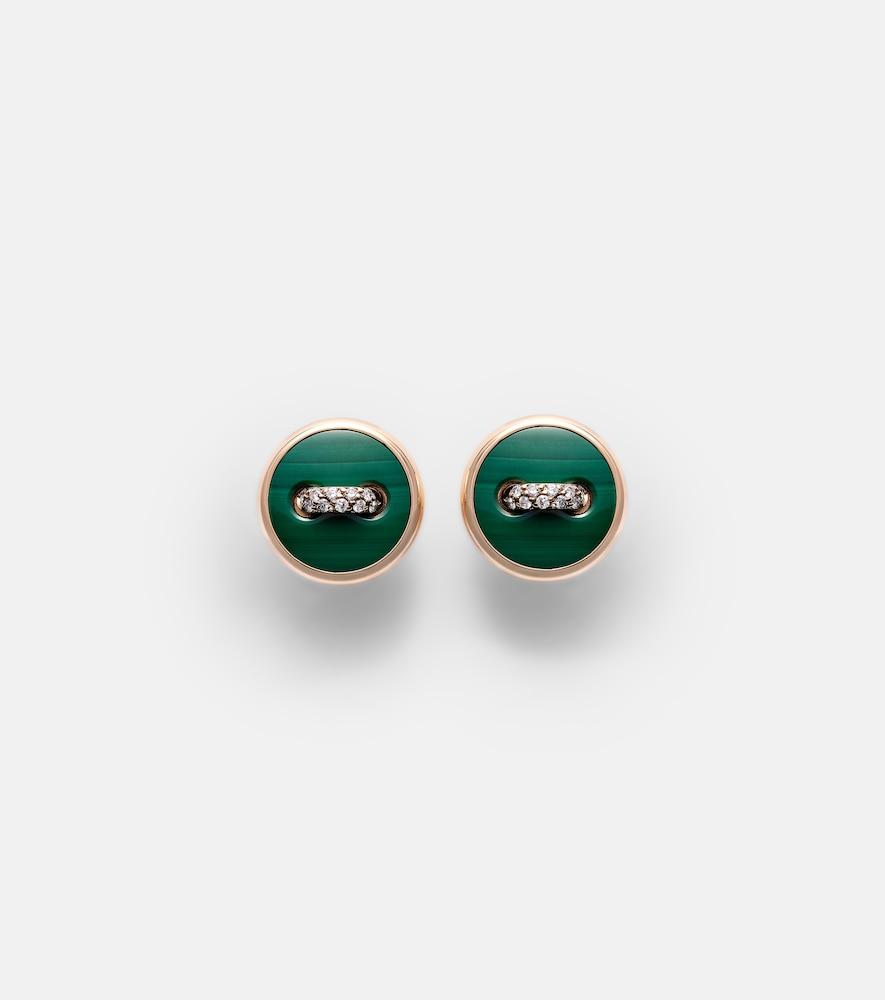 pomellato pom pom dot 18kt rose gold earrings with malachite and diamonds