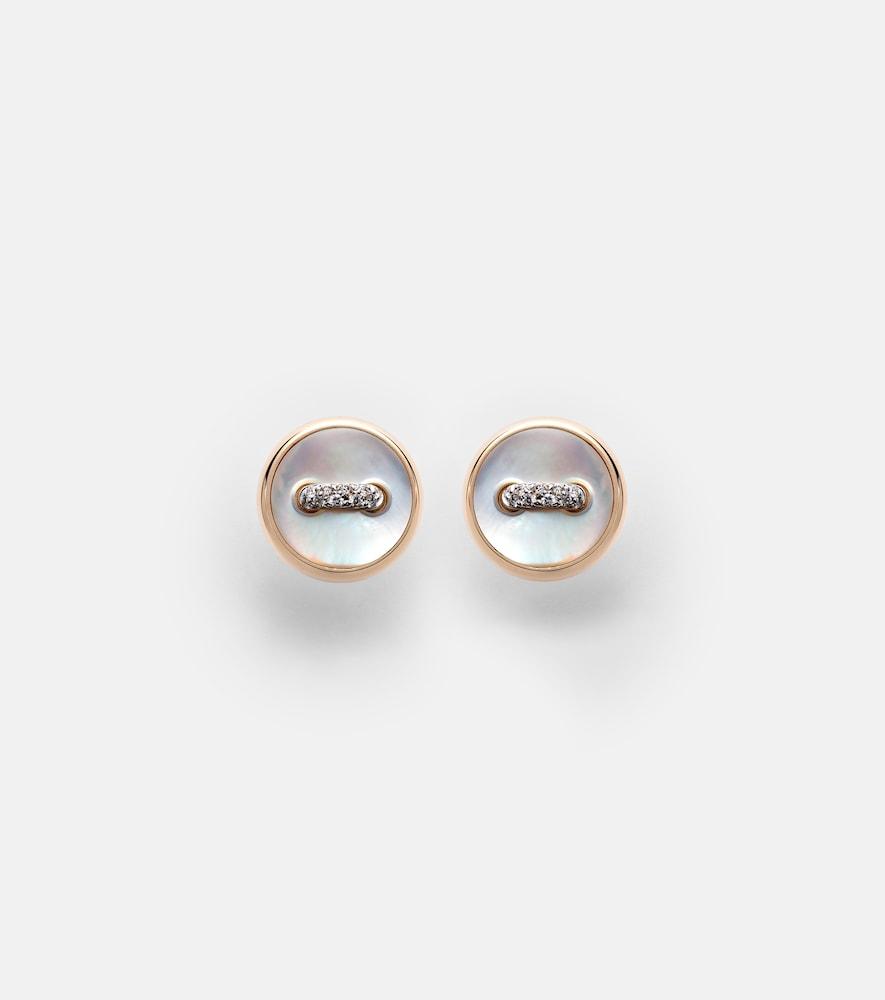 pomellato pom pom dot 18kt rose gold earrings with mother of pearl and diamonds
