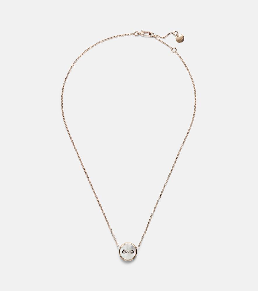 pomellato pom pom dot 18kt rose gold pendant necklace with mother-of-pearl and diamonds
