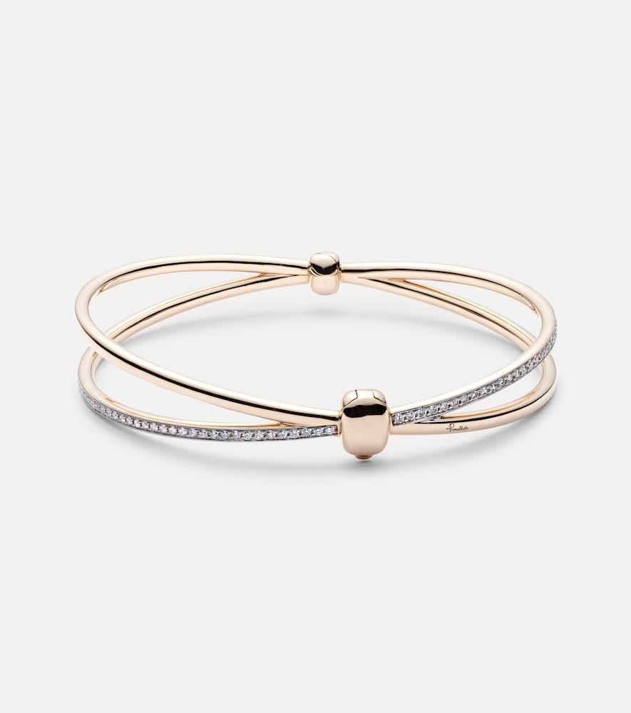 pomellato pomellato together 18kt rose gold bangle with white diamonds