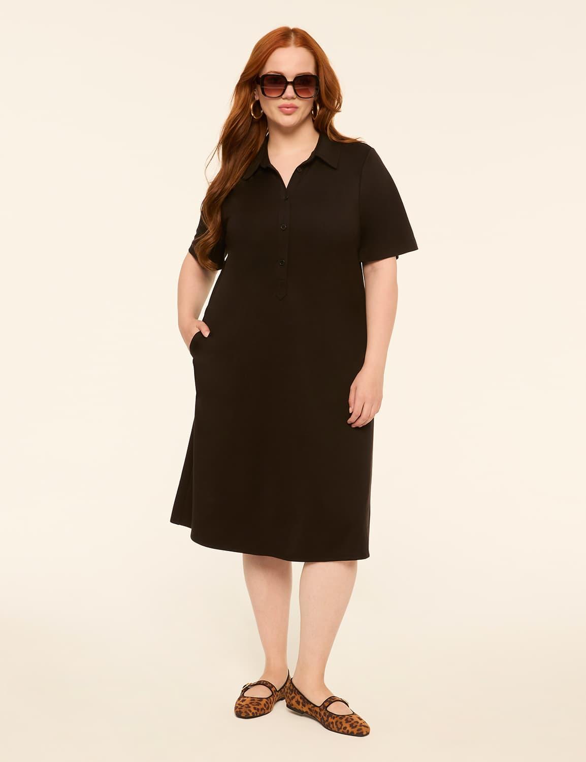 ponte short-sleeve shirt dress