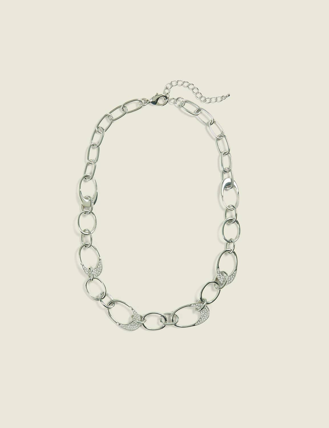 pop tab pave multi-row necklace