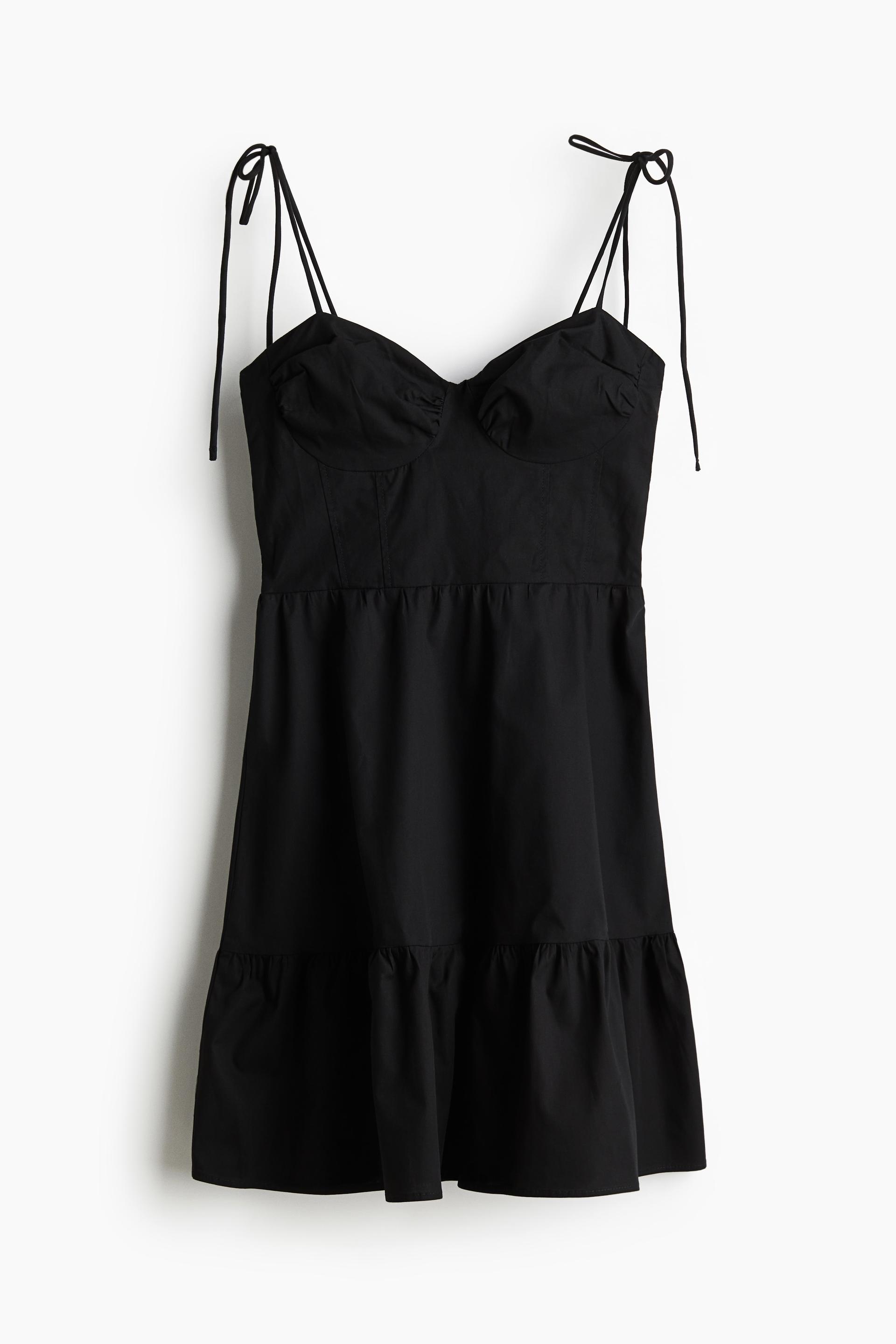 poplin dress with tie-top shoulder straps