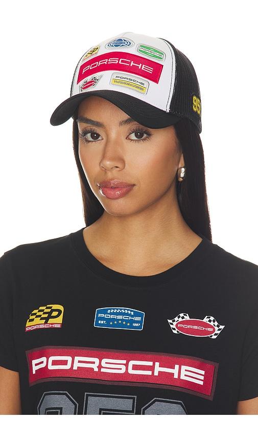 porsche x revolve trucker hat in black.