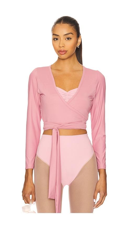 port de bras sage wrap top in pink. - size l (also in m)