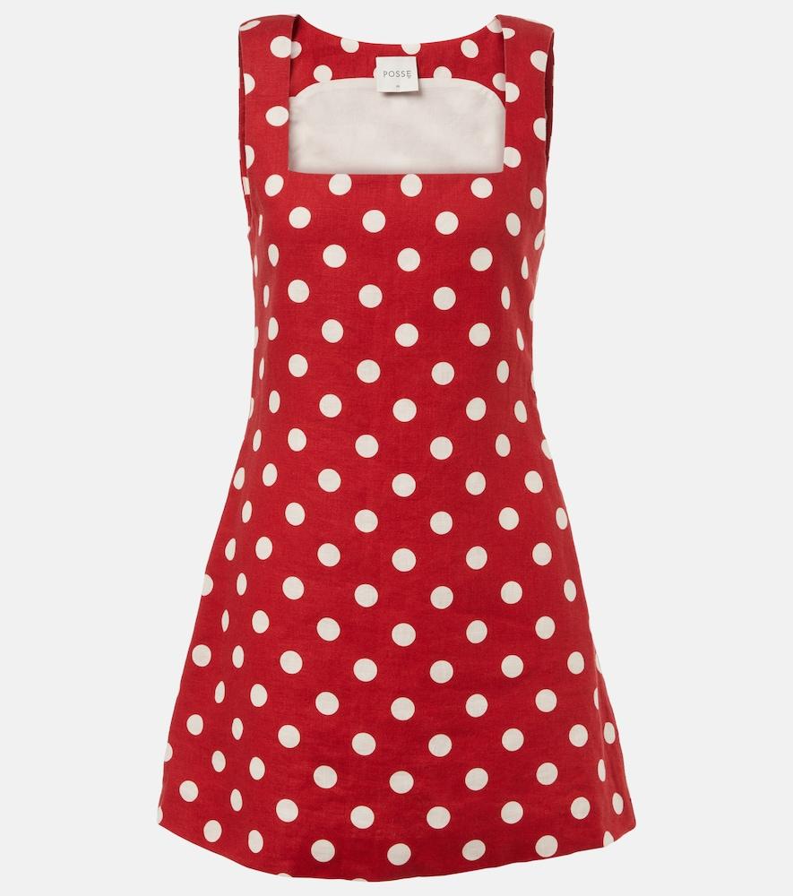 posse alice polka-dot linen minidress