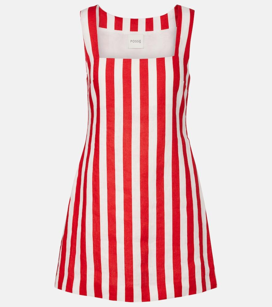 posse alice striped linen minidress