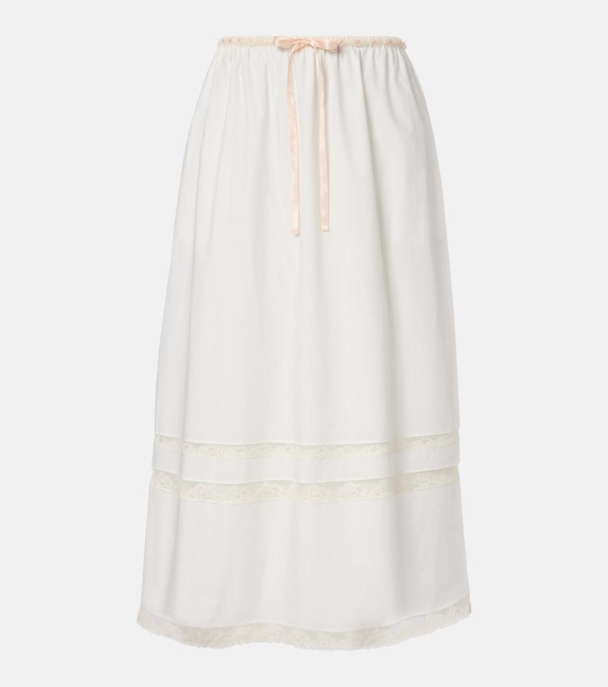 posse alma lace-trimmed midi skirt