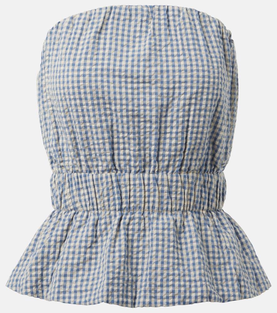 posse aurelia gingham strapless cotton top