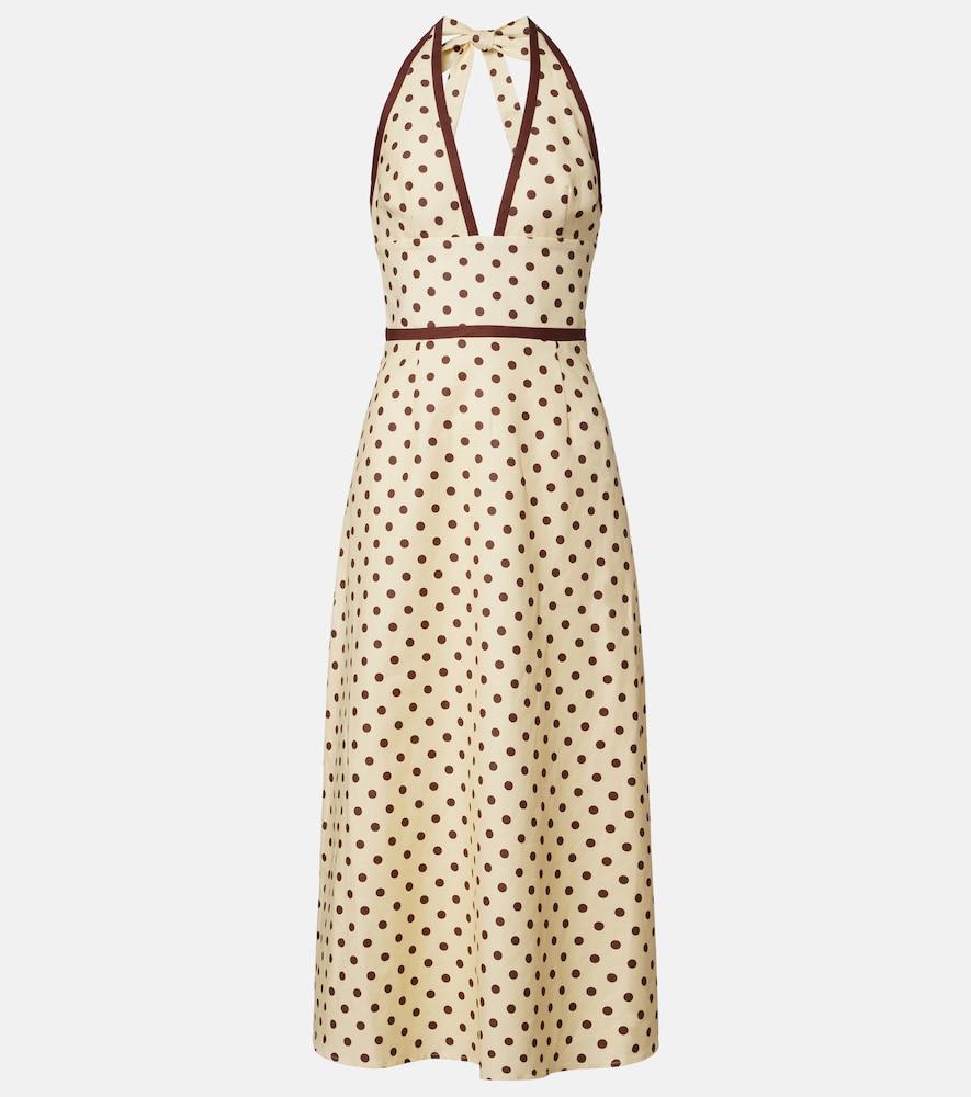 posse bowie polka-dot linen and cotton midi dress