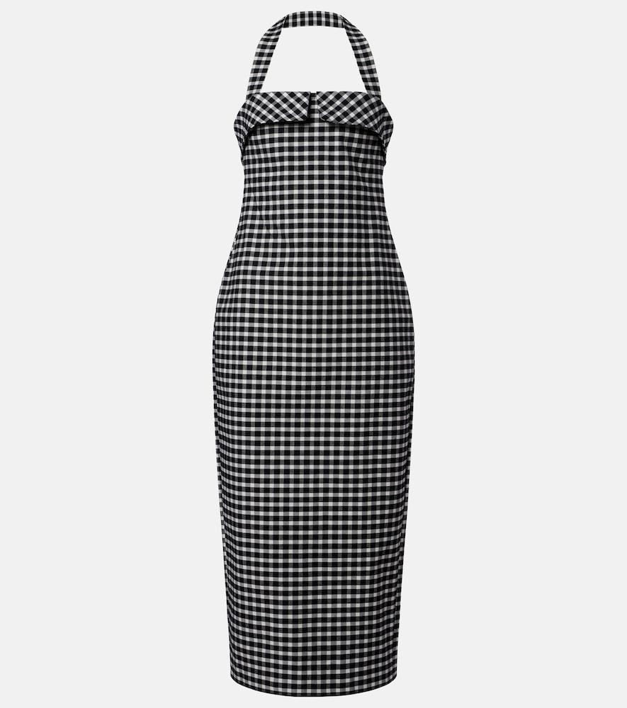 posse chiara gingham cotton-blend midi dress