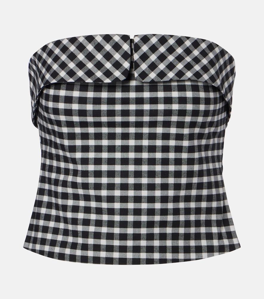 posse chiara gingham cotton-blend tube top
