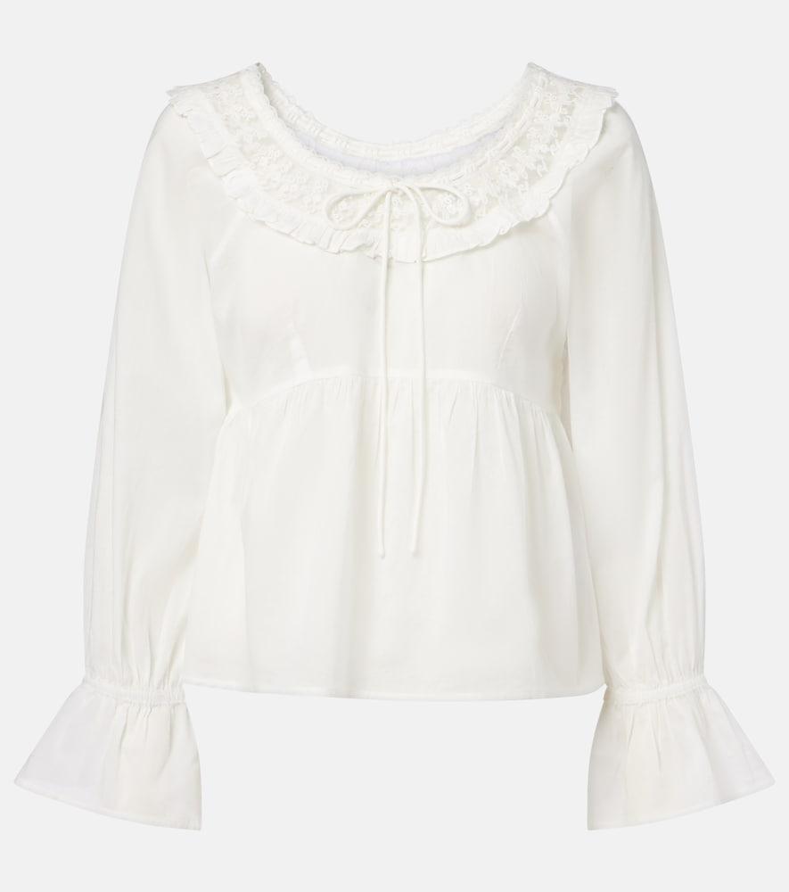 posse danielle lace-trimmed cotton blouse