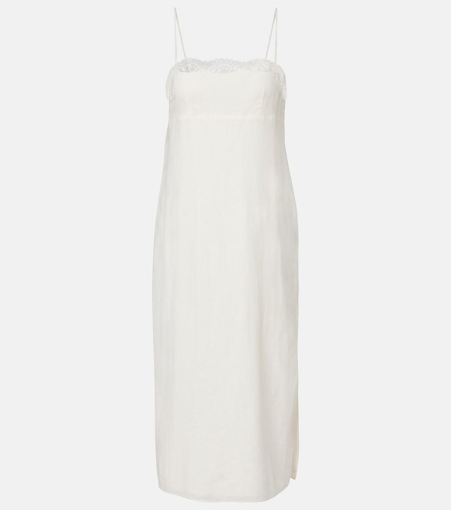 posse darya embroidered linen and cotton midi dress
