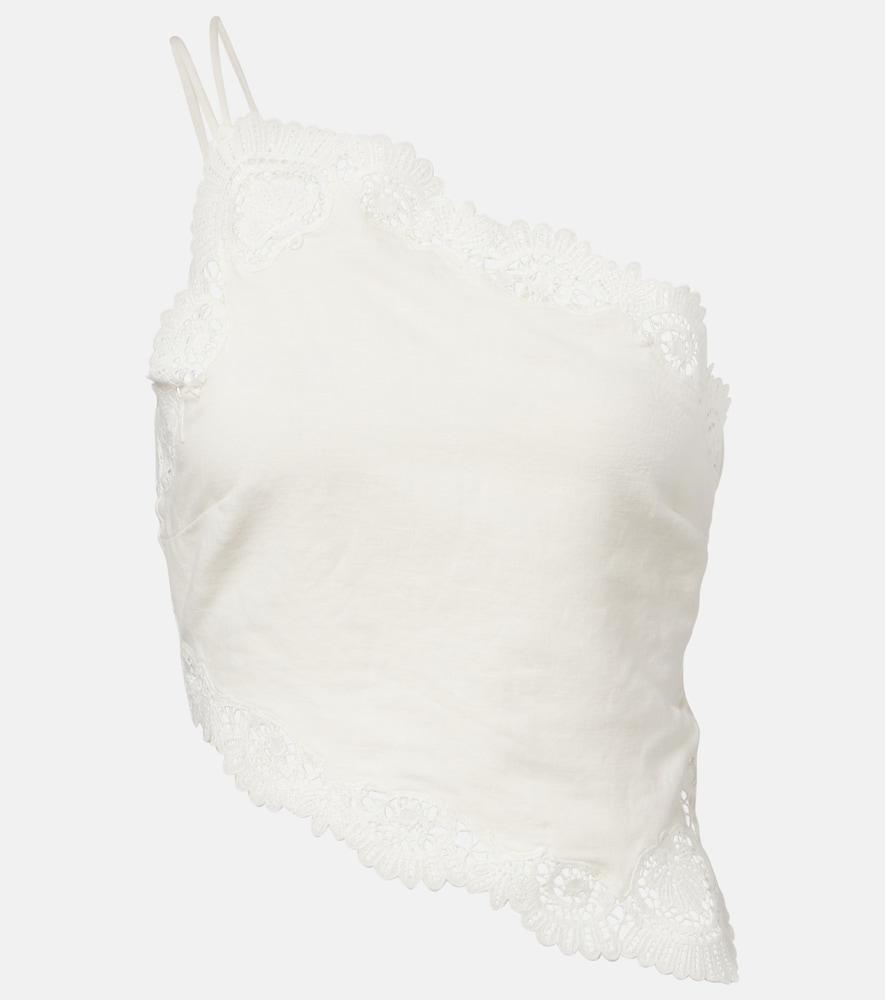 posse darya embroidered linen and cotton top