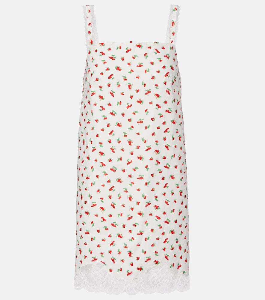 posse delia lace-trimmed printed cotton minidress