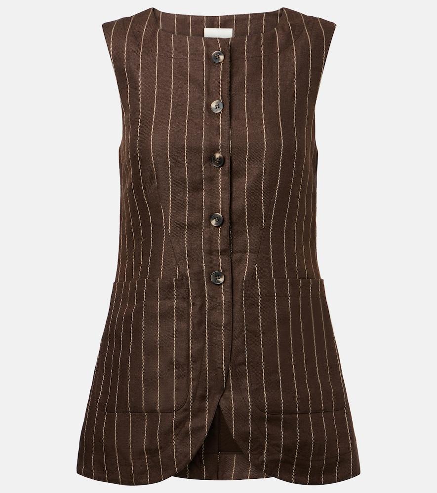 posse emma pinstripe linen top