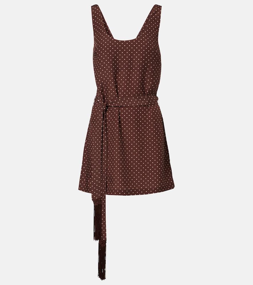 posse evie belted polka-dot minidress