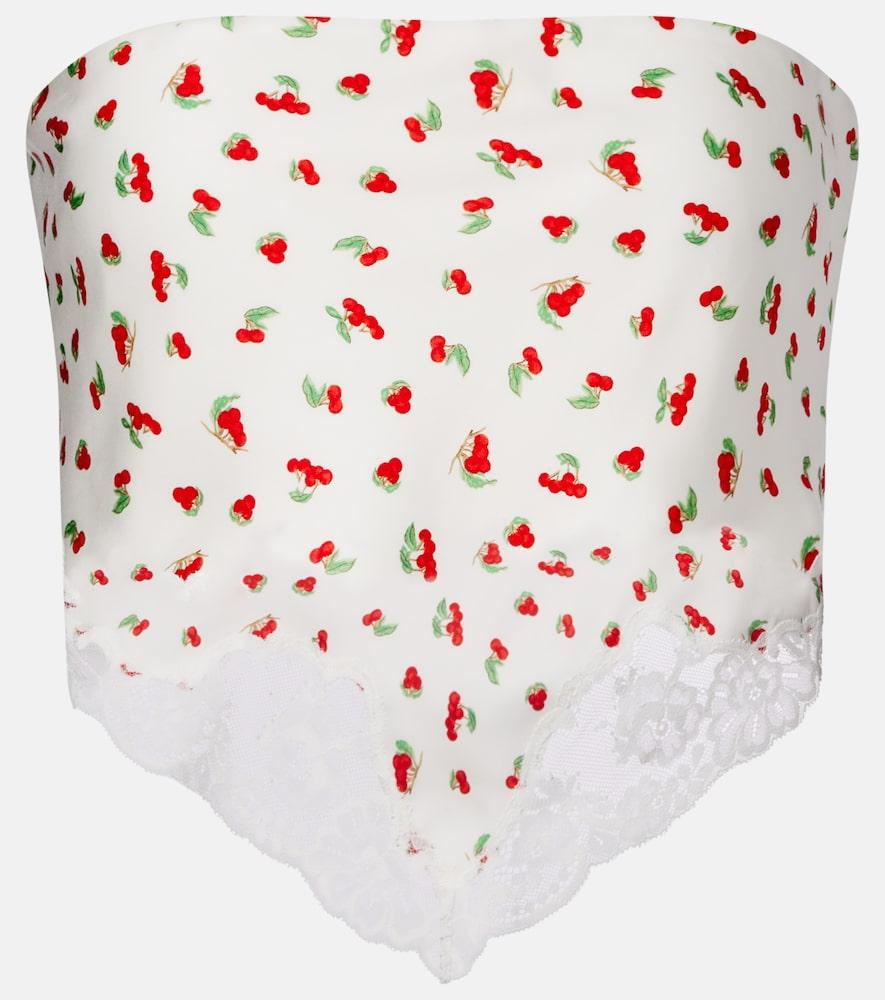 posse fae lace-trimmed printed top