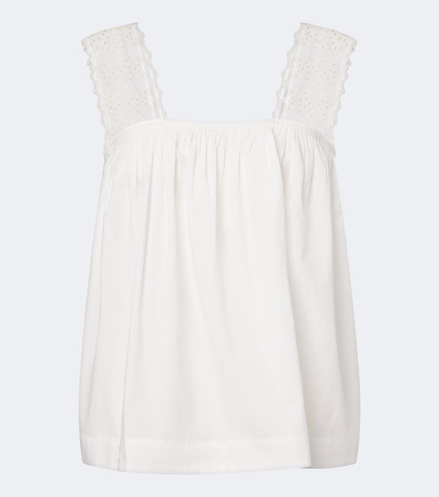 posse harriet embroidered cotton poplin top