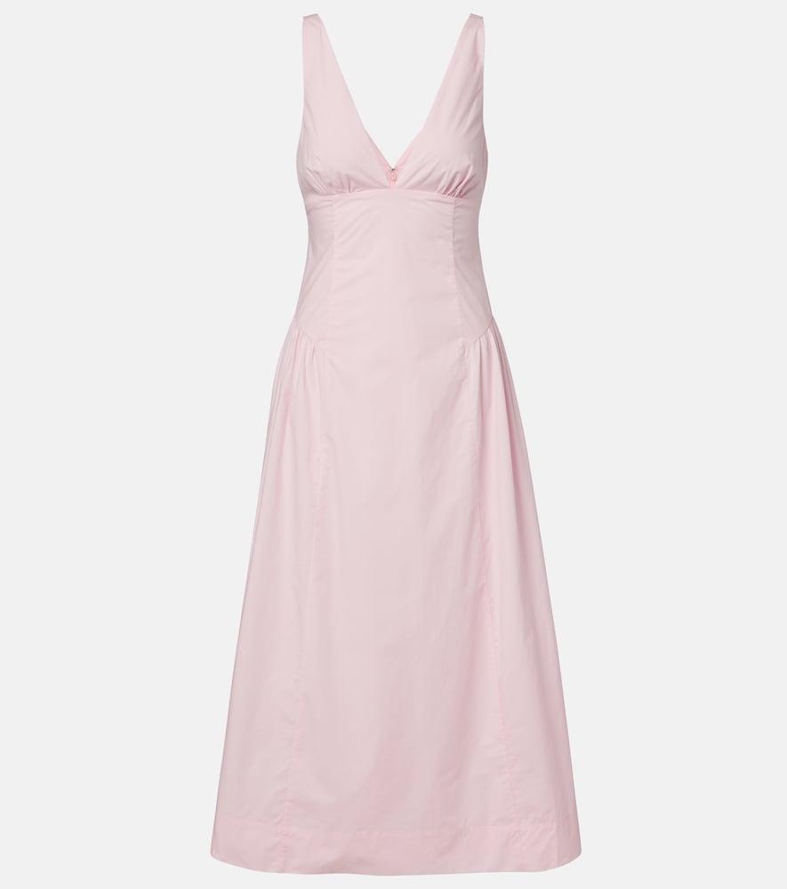 posse lindie cotton poplin midi dress